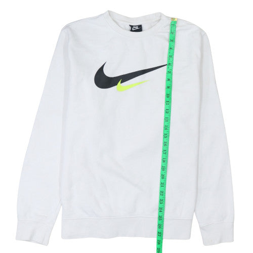Nike Men's White Pullover Crew Neck Sweatshirt L Sports Logo Fleece