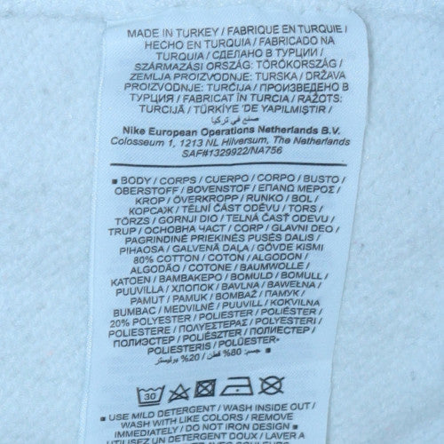 Nike Men's White Pullover Crew Neck Sweatshirt L Sports Logo Fleece