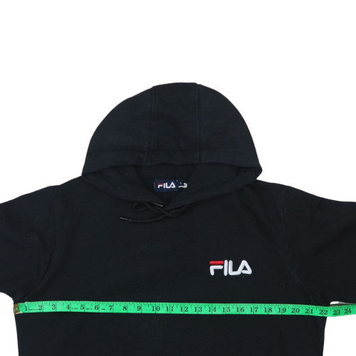FILA Men's Black Small Pullover Hoodie with Logo Pocket