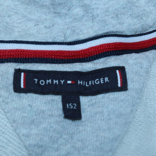 Tommy Hilfiger Boys Grey Full Zip Hoodie 11-12 Years Cotton Blend