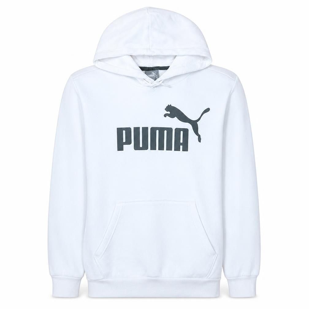 Puma Men's White Small Pullover Hoodie with Logo Print