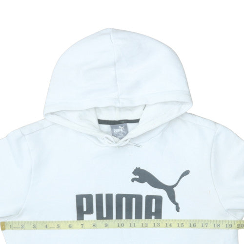 Puma Men's White Small Pullover Hoodie with Logo Print
