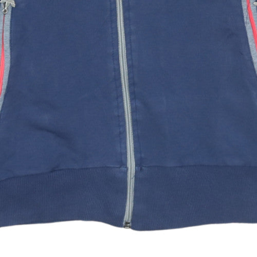 Adidas Womens Navy Blue Full Zip Hoodie Size L with Pink Trim