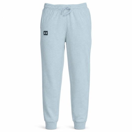 Front view of Under Armour boys’ grey jogger sweatpants, size 13, years fleece activewear