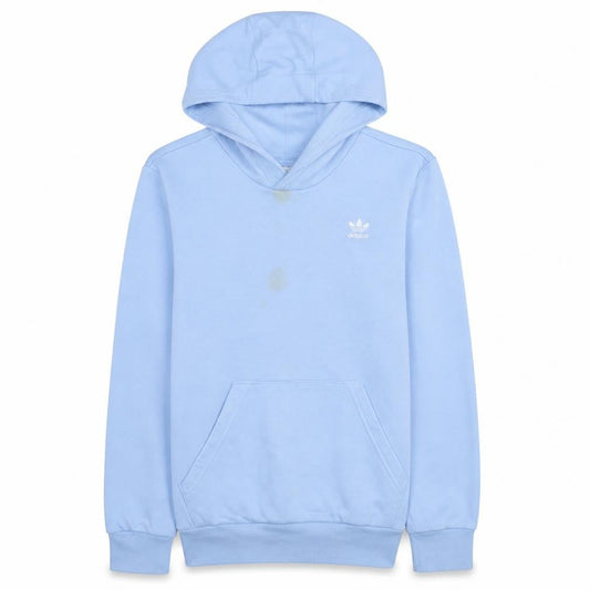 Front view of Adidas girls’ blue pullover hoodie, size 14, years fleece logo hooded sweatshirt