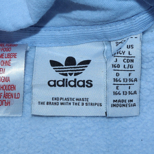 Adidas Girls Blue Pullover Hoodie Size 14 Years Fleece Logo Hooded Sweatshirt