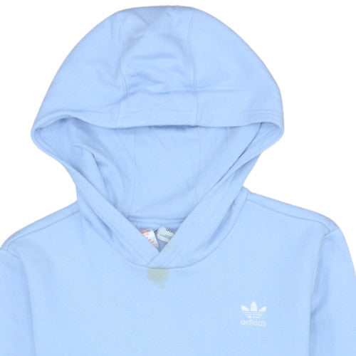 Adidas Girls Blue Pullover Hoodie Size 14 Years Fleece Logo Hooded Sweatshirt