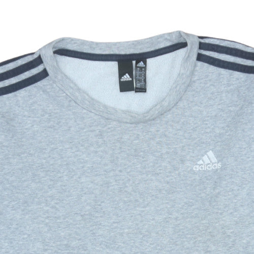 Adidas Mens Grey Crew Neck Pullover Sweatshirt Size M Regular Fit
