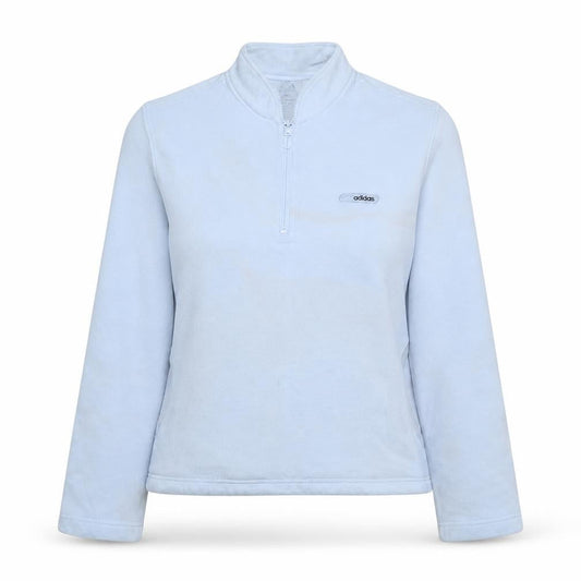 Adidas Women’s Light Blue 1/2 Zip Sweatshirt UK 14 Classic Pullover