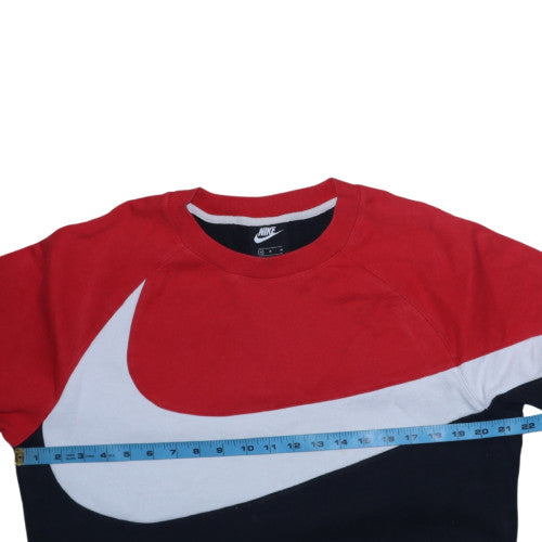 Nike Men's Red Colourblock Logo Sweatshirt Size M Crew Neck Pullover