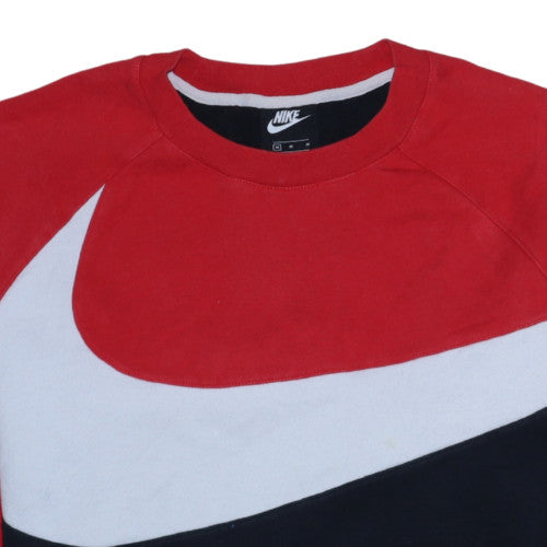 Nike Men's Red Colourblock Logo Sweatshirt Size M Crew Neck Pullover