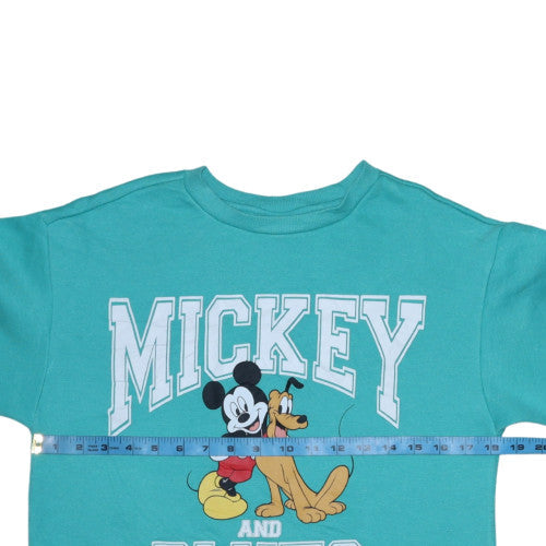 Disney Girls Turquoise Mickey & Pluto Sweatshirt 13-14 Years Pullover Fleece