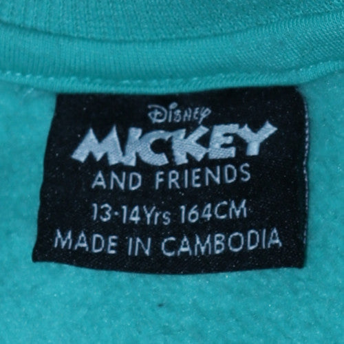 Disney Girls Turquoise Mickey & Pluto Sweatshirt 13-14 Years Pullover Fleece