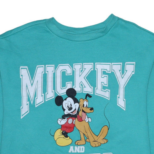 Disney Girls Turquoise Mickey & Pluto Sweatshirt 13-14 Years Pullover Fleece