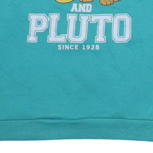 Disney Girls Turquoise Mickey & Pluto Sweatshirt 13-14 Years Pullover Fleece