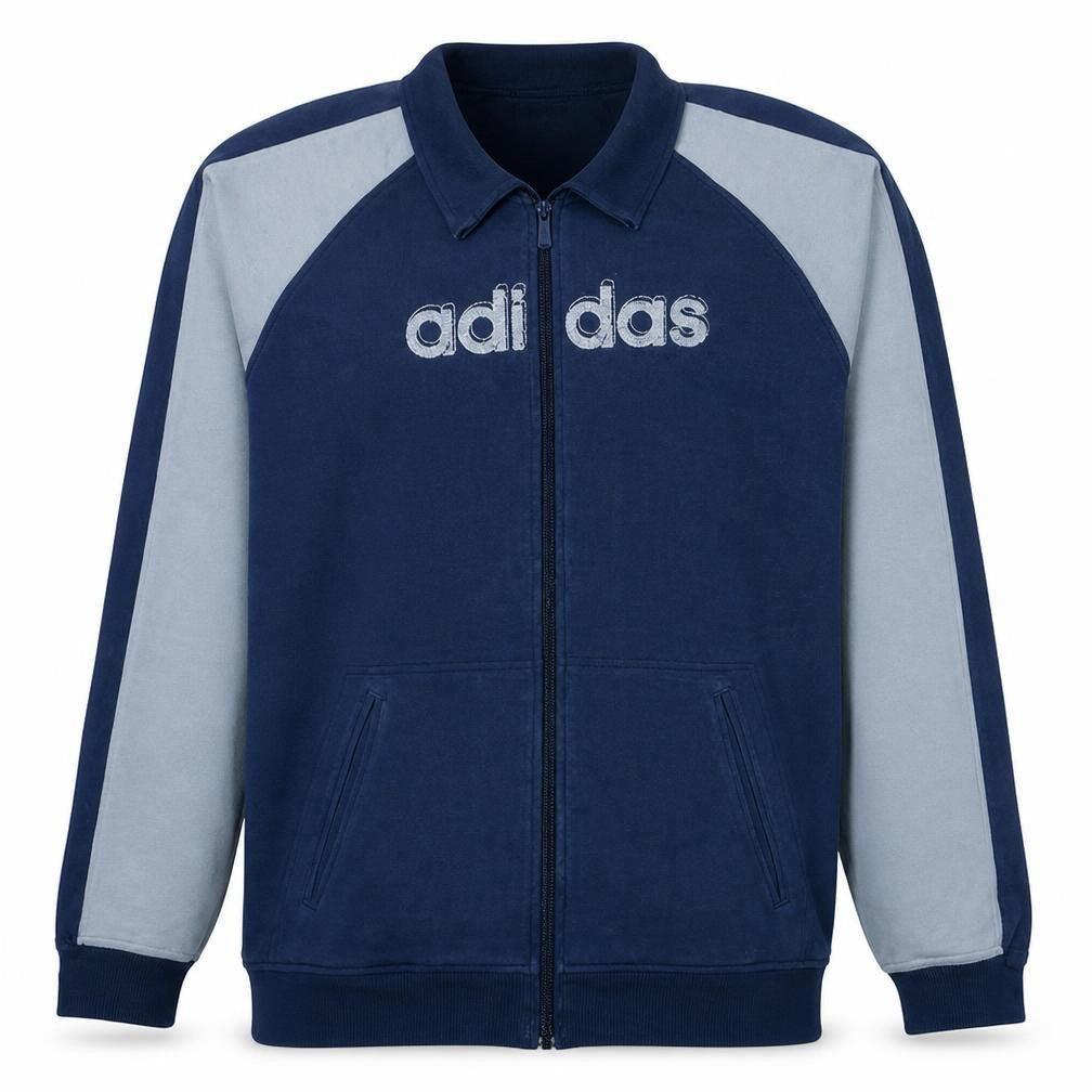 Adidas Mens Blue Full Zip Collared Sweatshirt Size L