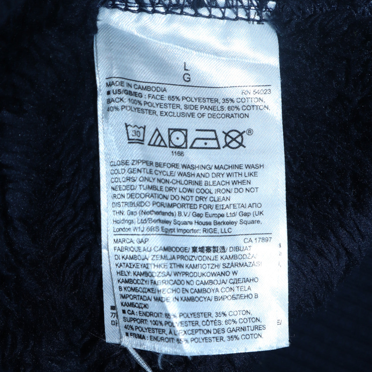 GAP Men's Blue L Bomber Jacket Full Zip Fleece Lined 1969 Logo