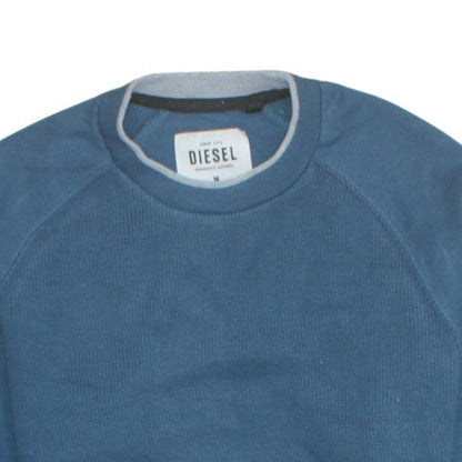 Diesel Men’s Blue Cotton Crew Neck Pullover Jumper Size M