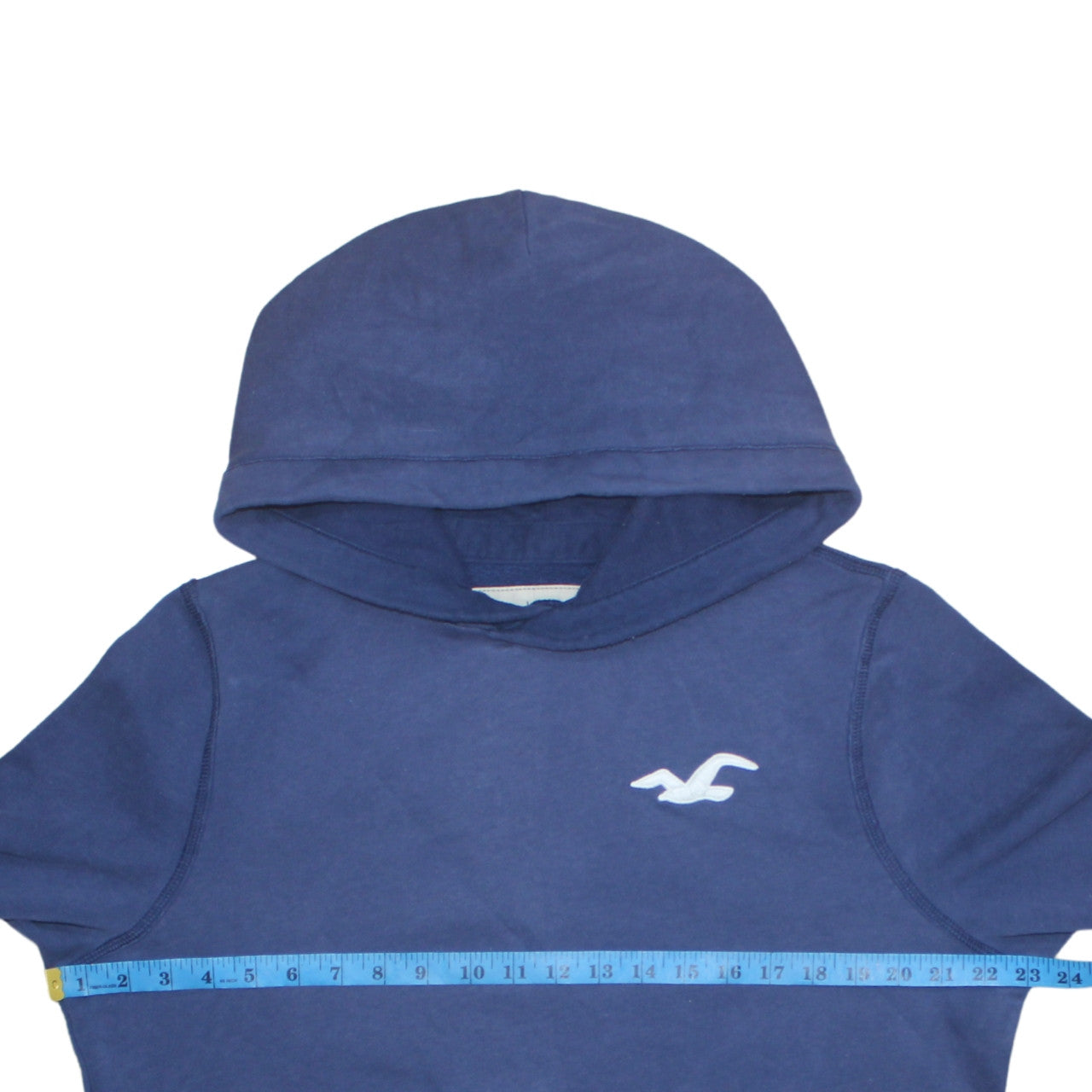 Hollister Men's Blue Pullover Hoodie L Logo Classic Casual