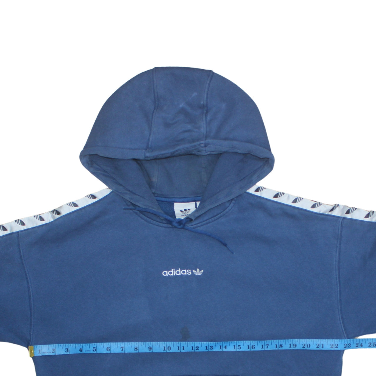 adidas Men Blue Pullover Hoodie M Fleece Logo Sportswear Sweatshirt