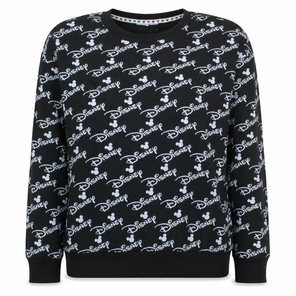 Disney Women Black XL Crew Neck Pullover Sweatshirt Mickey Print