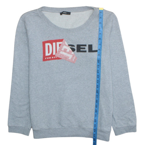 Diesel Men's Grey Logo Crew Neck Cotton Pullover Sweatshirt Size M