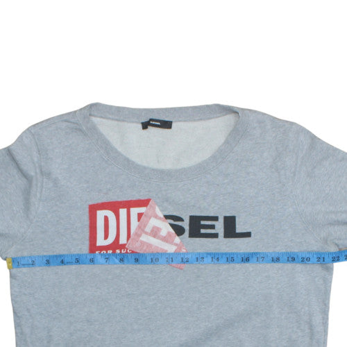 Diesel Men's Grey Logo Crew Neck Cotton Pullover Sweatshirt Size M