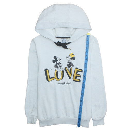 Disney Mickey Mouse Women's White Hoodie Size L Love Graphic Pullover