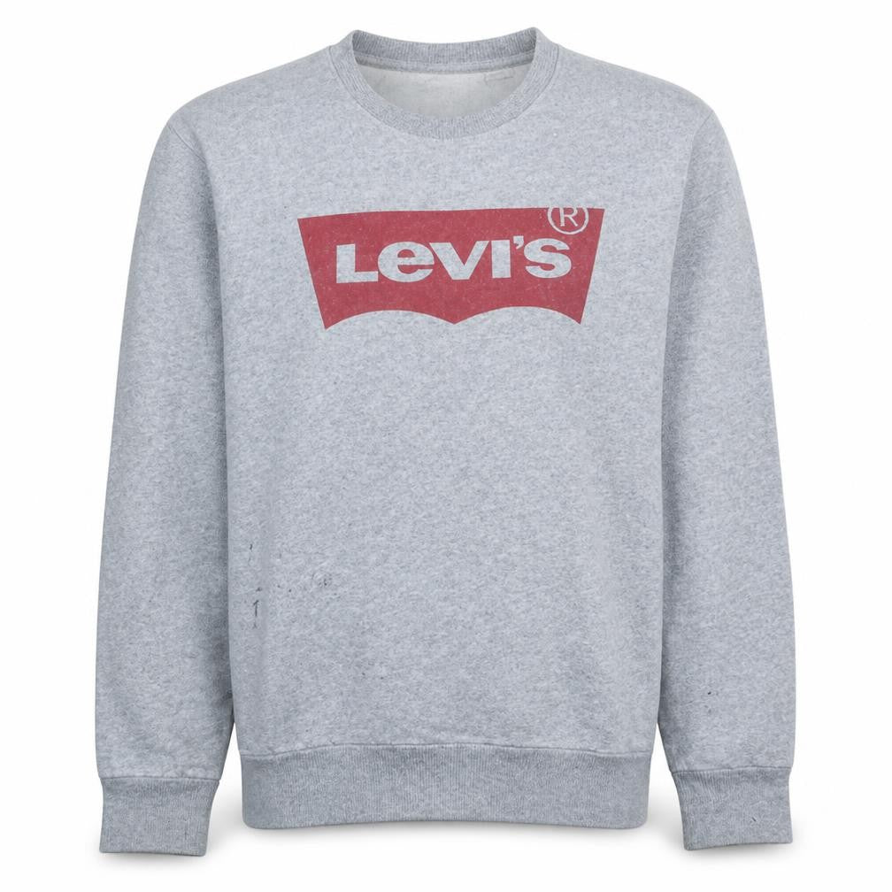 Levi's Men's Grey Crew Neck Sweatshirt Medium Logo Print Cotton Blend