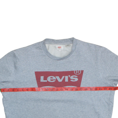 Levi's Men's Grey Crew Neck Sweatshirt Medium Logo Print Cotton Blend