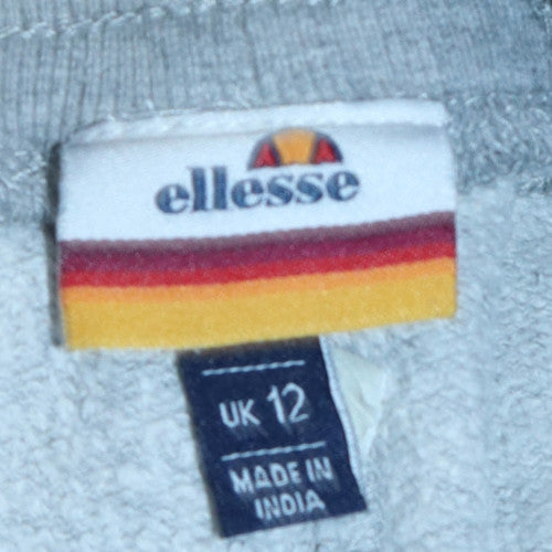 Ellesse Womens Grey Jogger Sweatpants UK 12 Elastic Waist Taped Logo
