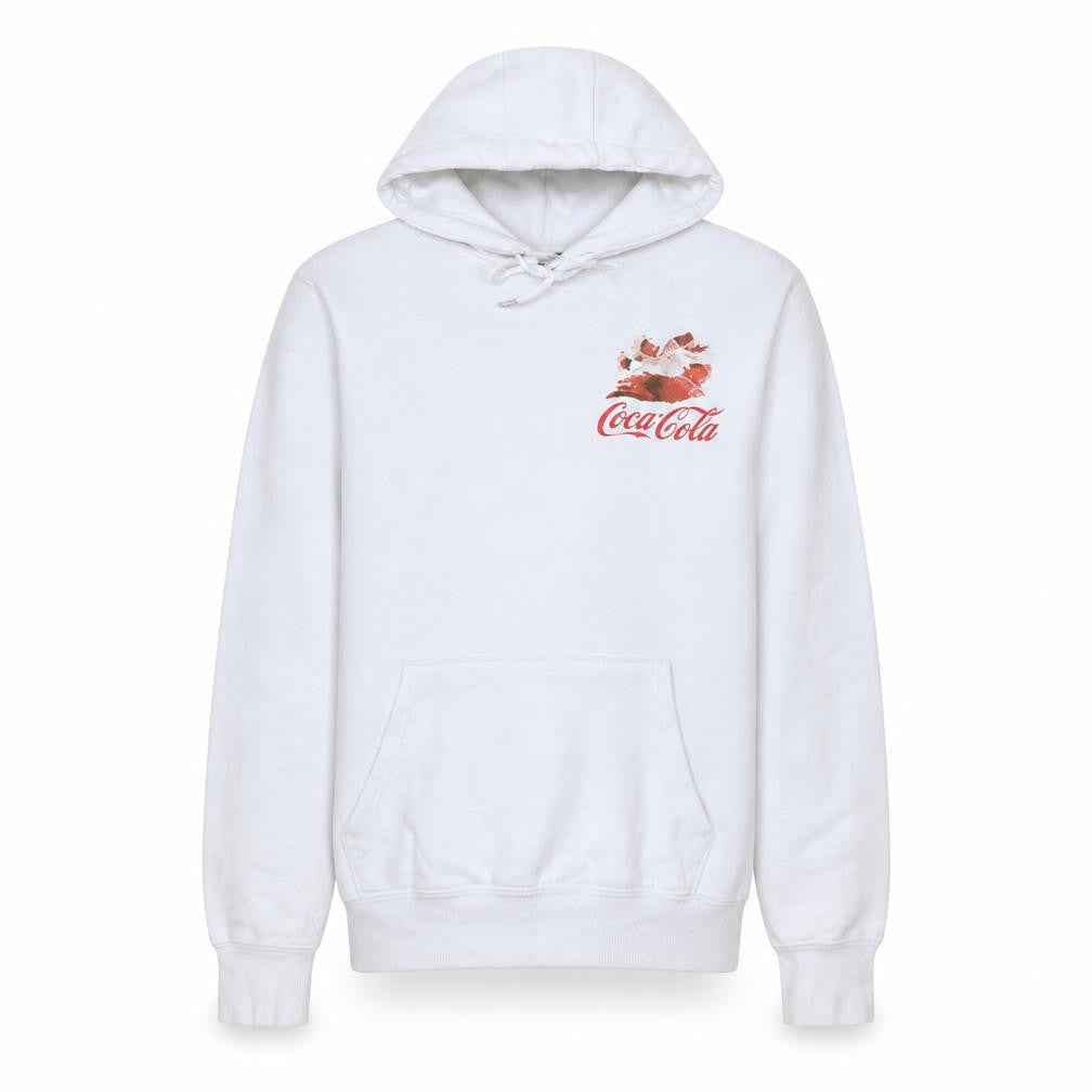 Primark Men’s White Coca-Cola Santa Hoodie Pullover L Winter Graphic