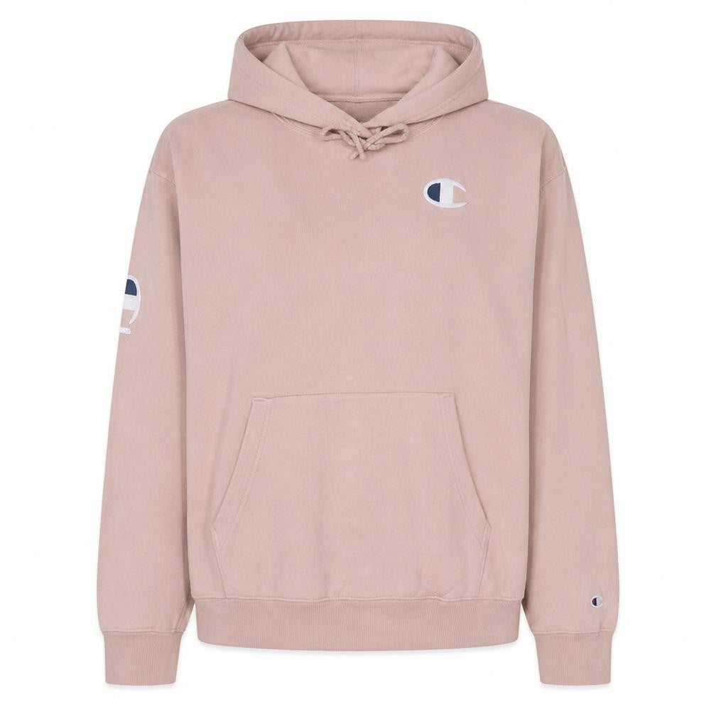 Champion Womens Pink Pullover Hoodie Medium Cotton Logo Sweatshirt
