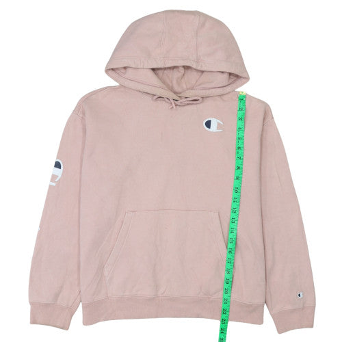 Champion Womens Pink Pullover Hoodie Medium Cotton Logo Sweatshirt