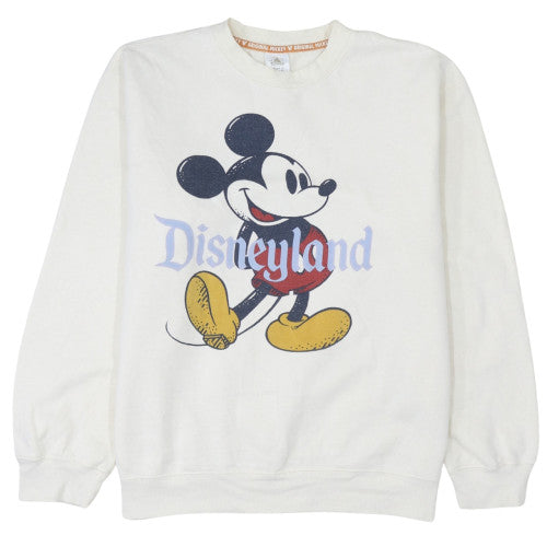 Disney Women White Mickey Mouse Disneyland Pullover Sweatshirt L