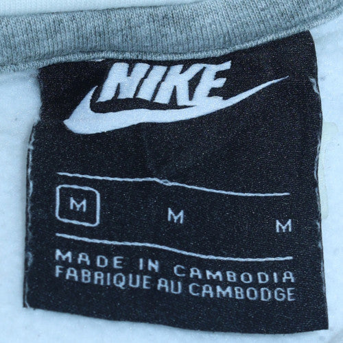 Nike Men's White Pullover Hoodie M Logo Fleece Sweatshirt