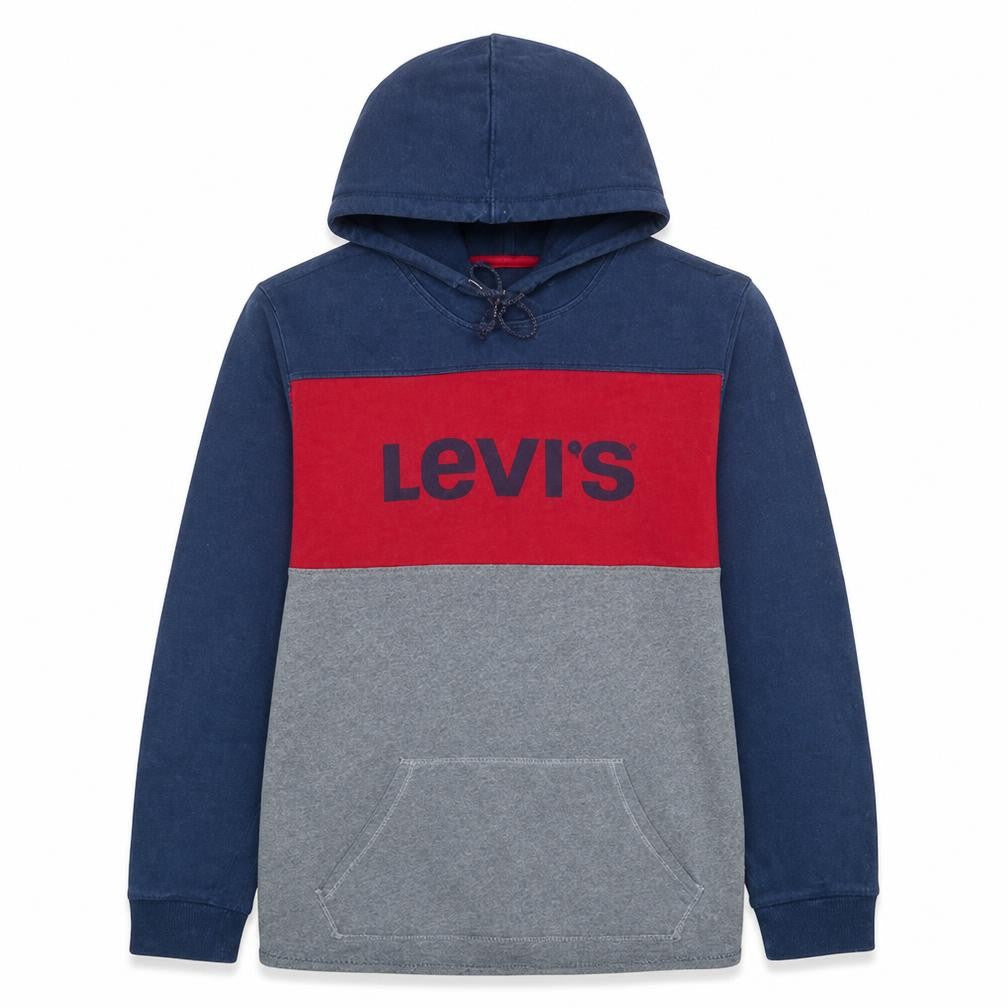 Levi's Men's Blue Red Grey Pullover Hoodie Size M Graphic Logo