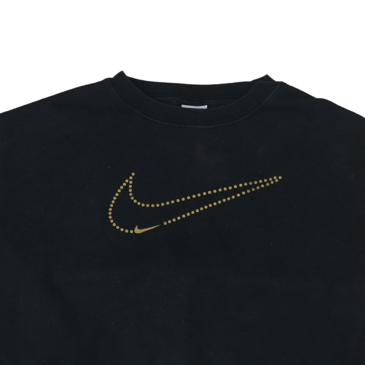 Nike Women Black Small Cropped Pullover Sweatshirt Gold Logo
