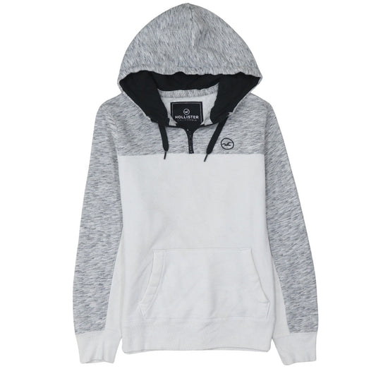 Hollister Men's Grey 1/2 Zip Hoodie Size S Regular Fit Logo Detail