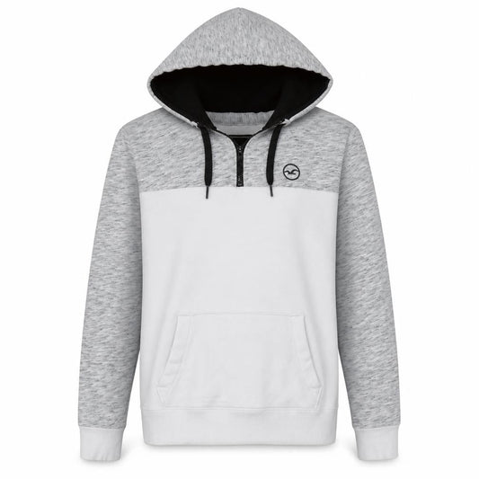 Hollister Men's Grey 1/2 Zip Hoodie Size S Regular Fit Logo Detail