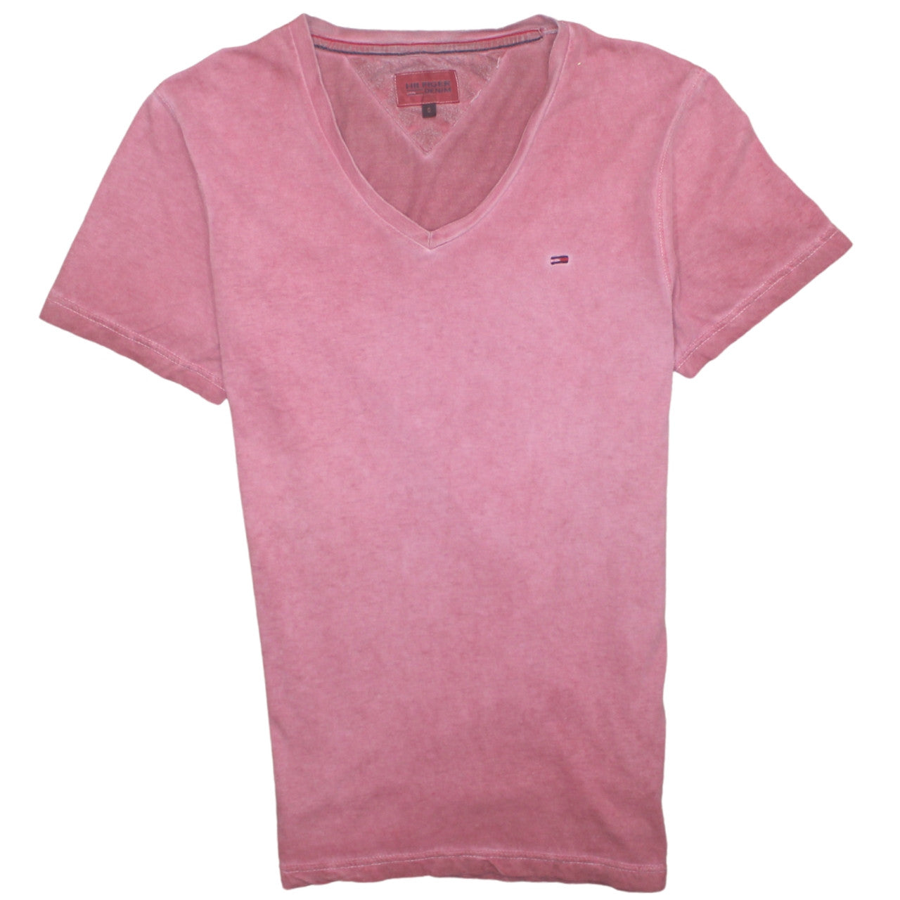 Hilfiger Denim Men's Pink V-Neck Short Sleeve Cotton T-Shirt S