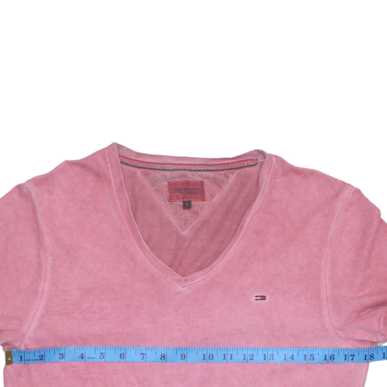 Hilfiger Denim Men's Pink V-Neck Short Sleeve Cotton T-Shirt S