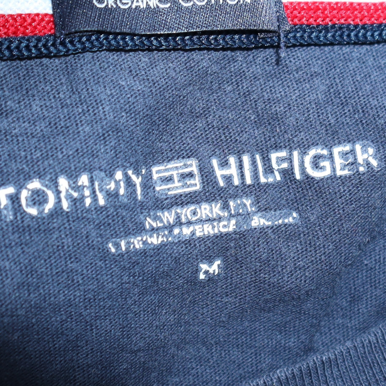 Tommy Hilfiger Men's Blue Cotton Graphic Logo T-Shirt Size M