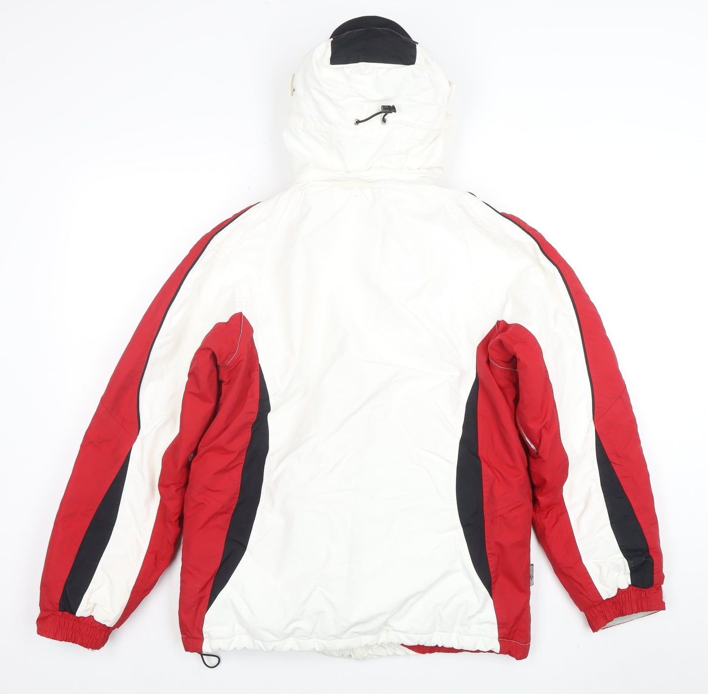 Brugi Women's Red White Ski Jacket Size 10 Hooded Waterproof Winter Coat