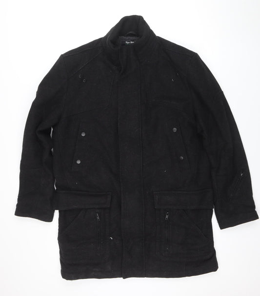 Next Signature Men's Black Wool Cashmere Coat L Classic Style