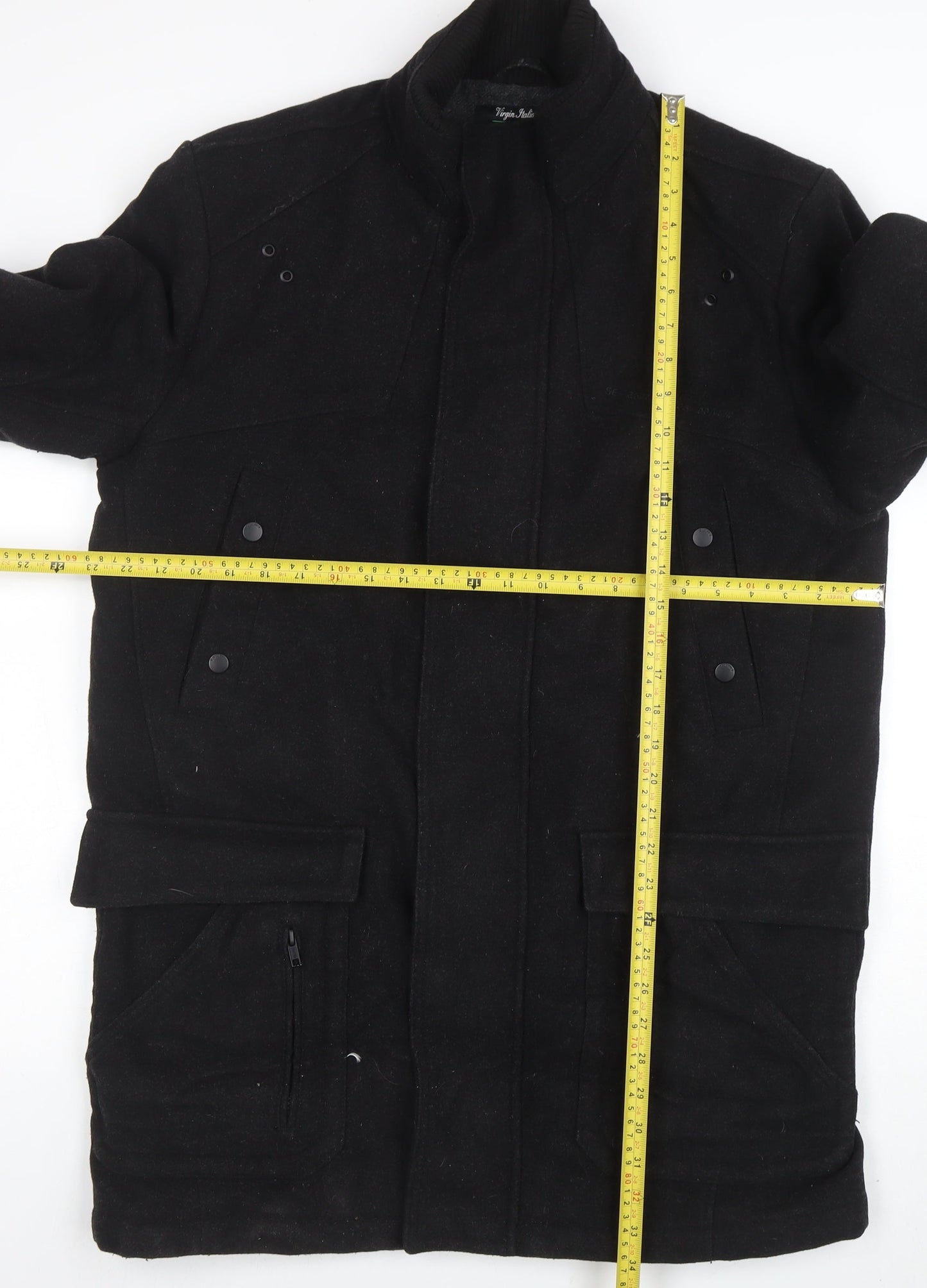 Next Signature Men's Black Wool Cashmere Coat L Classic Style