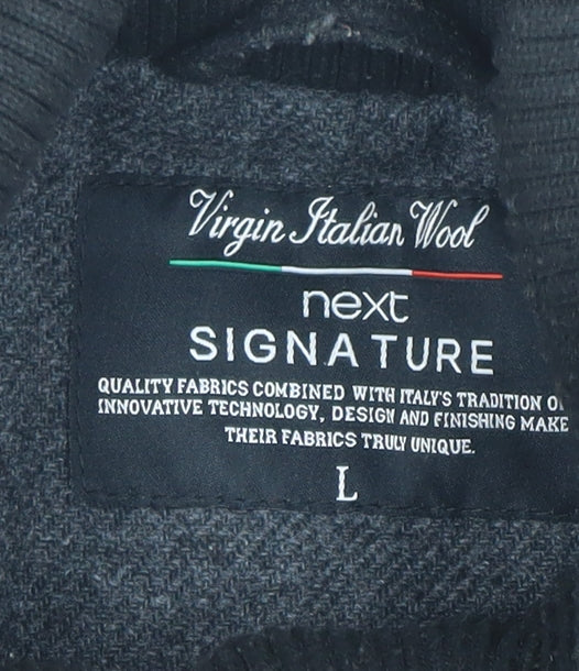 Next Signature Men's Black Wool Cashmere Coat L Classic Style