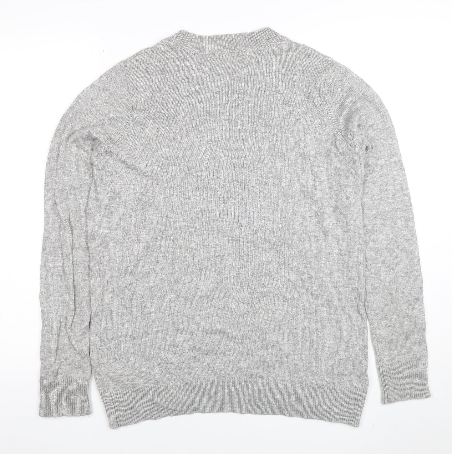 H&M Women’s Grey Sequin Dog Jumper Small Funny Christmas Sweater