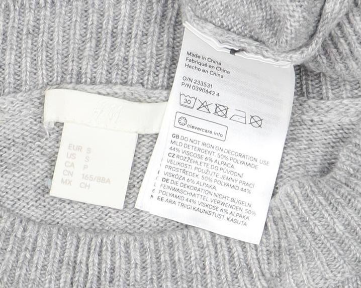 H&M Women’s Grey Sequin Dog Jumper Small Funny Christmas Sweater