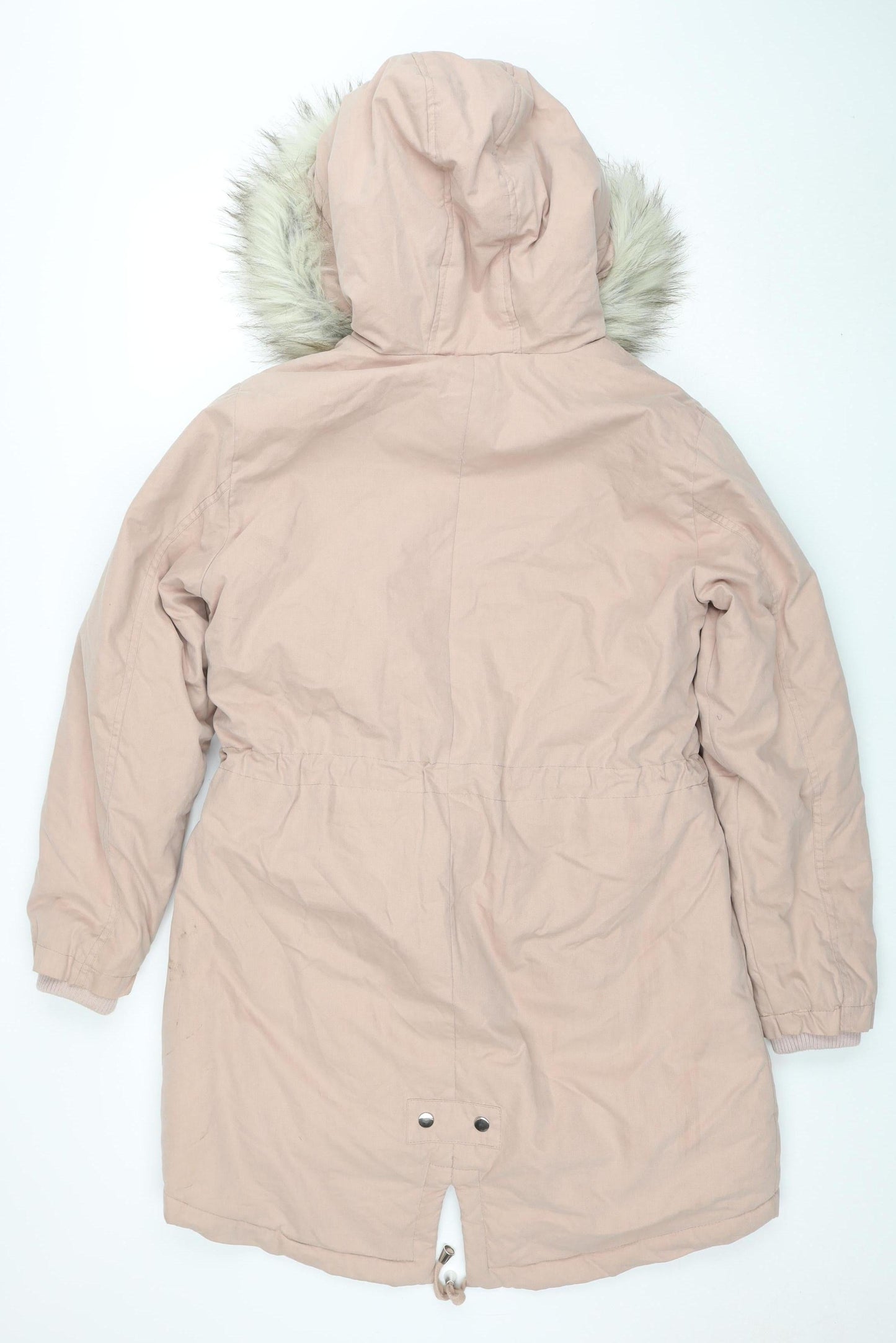 New Look Women’s Beige Faux Fur Hooded Parka Coat UK 12